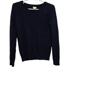J.Crew Factory Merino Wool Cable Knit Sweater Medium Navy